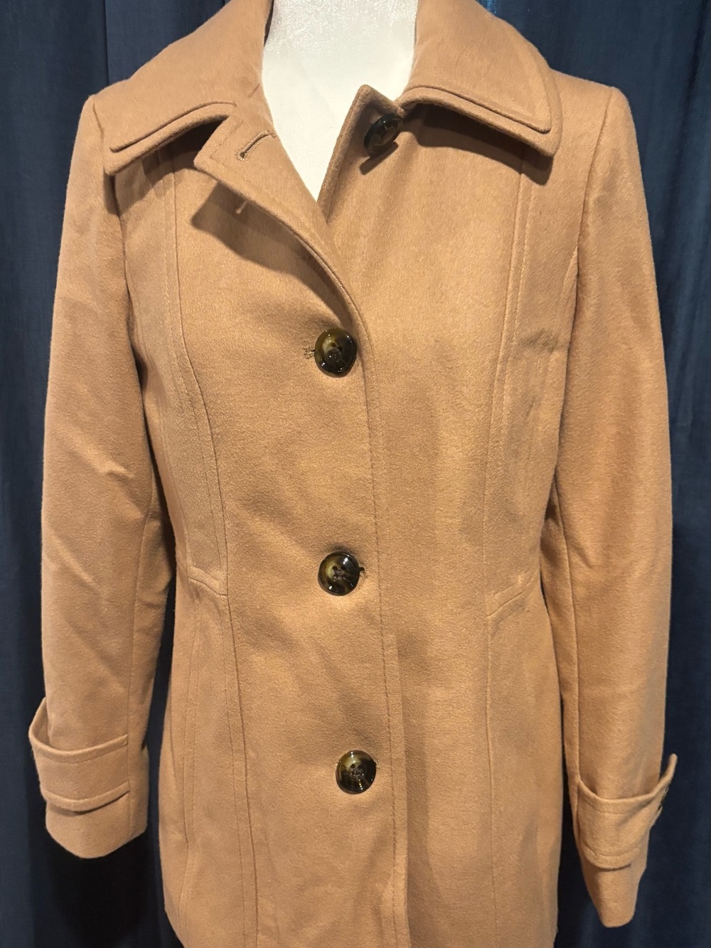 London Fog Camel Single-Breasted Pea Coat